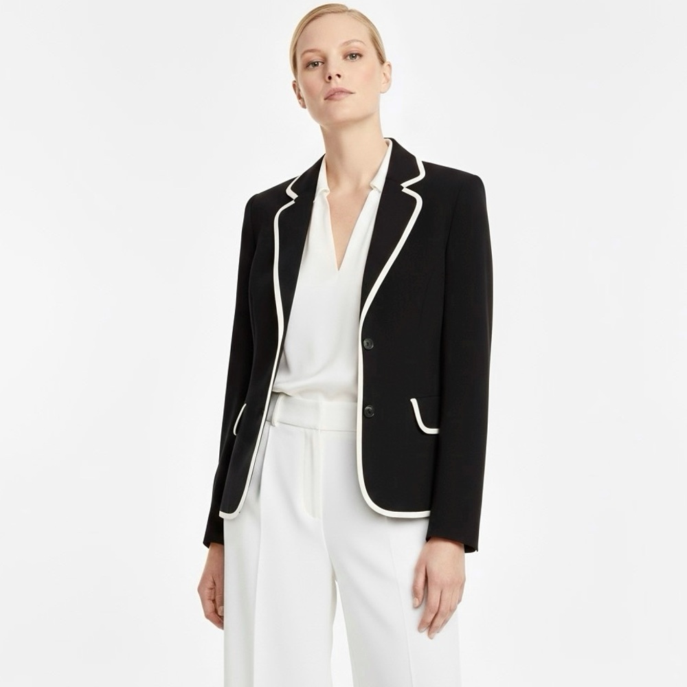 PENDLETON Tuxedo Trim Black White Two-Button Blazer Jacket Women’s Size 10